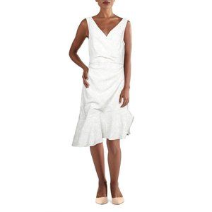 Adrianna Papell 18 Ivory Matelasse Flouce Dress